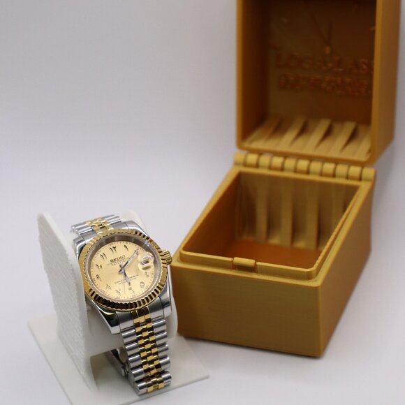 Seiko Mod Two-Tone Gold & Silver Automatic Watch | NH35 Movement | Exhibition - Picture 1 of 10
